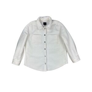 Love Tree Off White Fleece Shacket Snap Front Women's Large Pockets‎